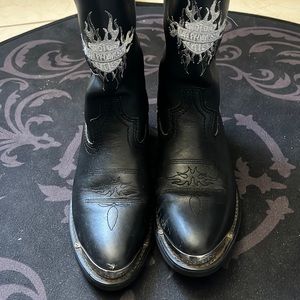 Harley Davison Black Cowboy Boots